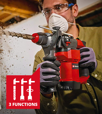 Three functions: Drilling, Hammer Drilling and Chiselling Einhell TC-RH 28 3F SDS Plus Hammer Drill Chisel