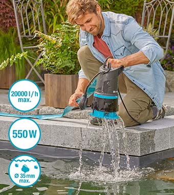 Powerful performance in clean or dirty water. Gardena 20000 BASIC 2in1 Submersible Water Pump floating switch stainless steel drainage flood