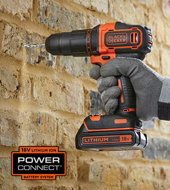 PowerConnect
Shares battery compatibility with a wide
range of Black & Decker cordless tools. Black Decker BCD700S 18v Combi Drill