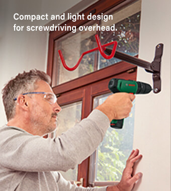 Compact and light design for screwdriving overhead. Bosch EASYIMPACT 1200 Drill