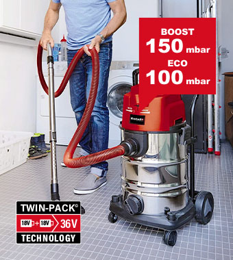 Stainless Steel Wet and Dry
Vacuum Cleaner 30L Einhell TE-VC 36/30 Li S 36v Cordless Stainless Steel Wet and Dry Vacuum Cleaner