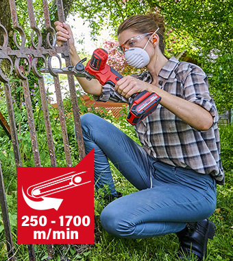 EXPERIENCE CORDLESS FREEDOM:
Annoying Power Cords Are A Thing Of The Past! With a speed
regulator allowing speeds from 250 to 1,700 m/min, this tool easily
adapts to various materials including wood, plastic and metal. Einhell TE-BF-18-Li 18v Cordless Belt File Sander bandfile adjustable Narrow grinding slim arm P60 P80 P120