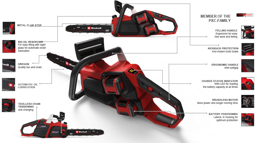 Einhell Professional GP-LC 36/40 Li BL Twin-Pack 36v Chainsaw Brushless PurePOWER motor