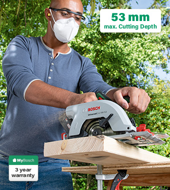 Best-in-class, powerful circular saw
for precise straight cuts. Bosch UniversalCirc 18V-53 Cordless Circular Saw Optiline 160mm CutControl