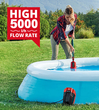 5,000 litres per hour thanks to the powerful motor. Einhell GE-SP-18-Li 18v Cordless Clean Water Pump