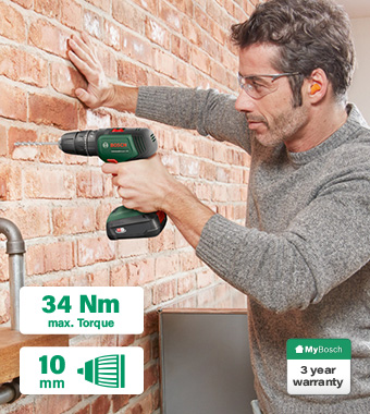 Features:
• 18v Cordless Lithium-Ion
• Max. torque: 34 Nm
• No-load speed (1st gear / 2nd gear):
0 – 440 / 1,450 rpm Bosch UniversalImpact18 torque Nm geardrive lightweight impact drilling masonry