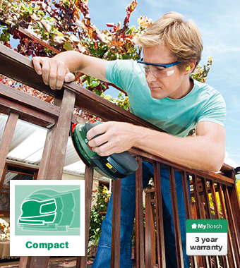 Compact, powerful all-rounder for sanding and polishing,
even in hard-to-reach areas and on small surfaces. Bosch PSM 18v Cordless Detail Compact Sander
