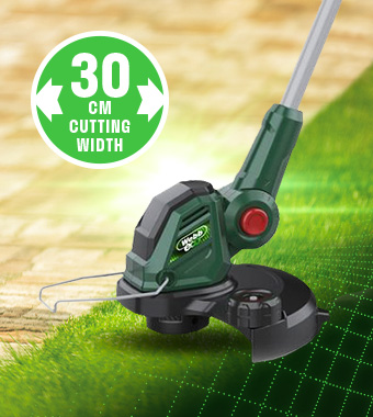 Guide wheel enables you to
achieve neat and accurate results. Webb WEV20LT 20v Cordless Lightweight Grass Trimmer Edger 30cm Guide wheel