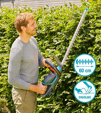 Perfect to cut medium-sized hedges. Gardena 14731-55 ComfortCut 60 P4A 18v Cordless Hedge Trimmer 60cm lightweight ErgoLine handle