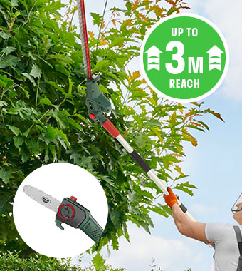 Webb WEV20PSHT 20v Cordless Long-Reach Hedge Trimmer 50cm Pruner Attachment pruning high branches