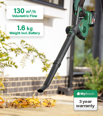 Compact and lightweight for comfortable handling. Bosch UniversalLeafBlower 18v Cordless lightweight Garden Leaf Blower