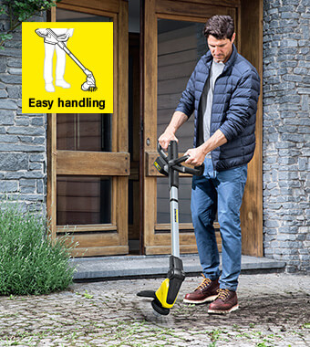 Ergonomic grip for comfortable handling. Karcher WRE 18-55 Cordless Patio Weed Remover