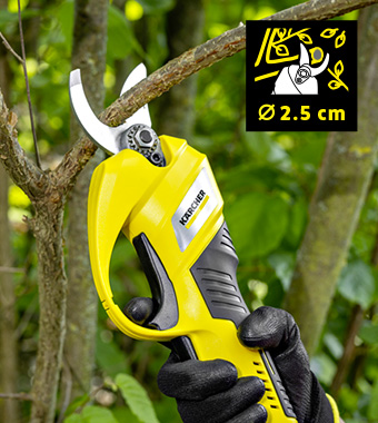 High-quality bypass blade, effortlessly
and gently cuts branches with a
diameter of up to 2.5 cm. Karcher TLO 2-18 18v Cordless Power Pruner