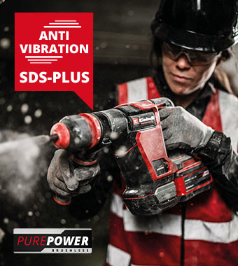 • Anti-vibration system
• Compatible with all SDS-Plus chisels Einhell Pro TP-DH 18/4 Li BL 18v Brushless SDS-Plus Demolition Hammer Flat Chisel Point Chisel