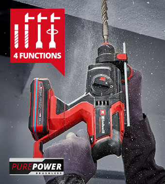 Ideal for drilling into concrete and masonry
as well as for light demolition jobs. Einhell Pro TP-HD 18/22 D Li BL 18v Brushless SDS-Plus Drill concrete masonry