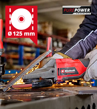 125mm cutting disc (flat head design) Einhell Professional TP-AG 18/125 F Li BL 18v Brushless flat head design Angle Grinder 125mm