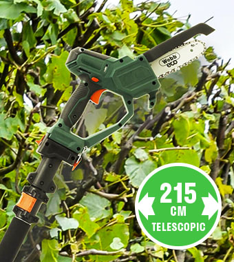 This tool provides an ideal solution for safely lopping and pruning
trees and high branches. Boasts an impressive extension capability,
reaching up to 225cm for those hard-to-reach areas. Webb WEV20EXTPS 20v Cordless Pruning Saw Extension Pole Telescopic Reach