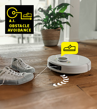 Precise navigation using artificial intelligence. Karcher RCV 5 Cordless Robot Vacuum Cleaner With Wiping Mopping Function AI Camera Obstacle Avoidance