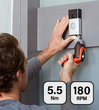 Small form factor allows for
improved access in tight workspaces. Black Decker BCF611CK Cordless USB Screwdriver