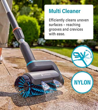 Efficiently cleans uneven
surfaces – reaching grooves
and crevices with ease. Efficiently cleans uneven surfaces – reaching grooves and crevices with ease