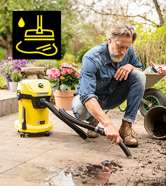 For the best cleaning results –
whether dry, wet, fine or coarse dirt. Karcher WD 3-18 18v Cordless Wet Dry Vacuum Cleaner