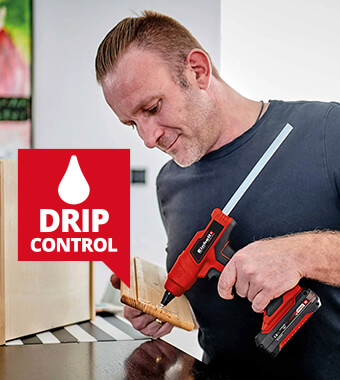 Hot glue gun ready to
go after just 120 seconds. Einhell TE-CG 18 Li Cordless Glue Gun