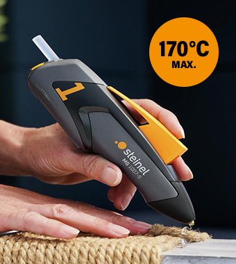 Portable. Flexible. Fast as lightning. Steinel MOBILEGLUE 1007-S DIY Cordless Hot-Melt Glue compact Pen integrated Li-ION battery