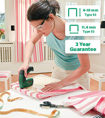 Bosch Bosch PTK 3-6 LI Cordless Staple Gun Decorate Arts Crafts Projects Fastens fabric foil cardboard leather wood