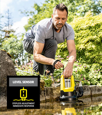Water Level Sensor
An individually adjustable level sensor starts
the dirty water pump SP 22,000 Dirt Level
Sensor immediately upon contact with water. Karcher SP 22000 Water Level Sensor Pump draining dirt