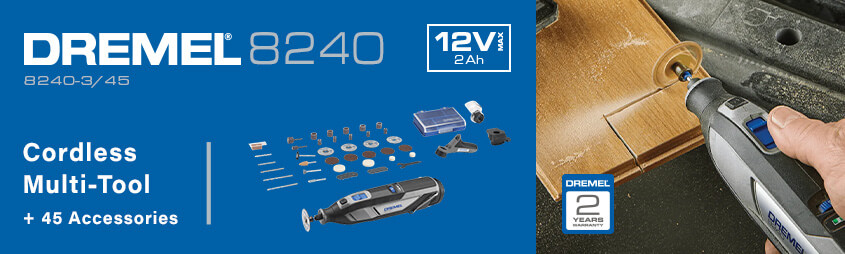 Dremel 8240 12v Cordless
Rotary Multi-Tool & 45 Accessory Kit Dremel 8240 12v Cordless Rotary MultiTool 45 Accessory Kit
