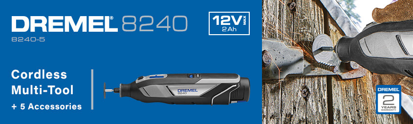 Dremel 8240 12v Cordless
Rotary Multi-Tool & 5 Accessory Kit Dremel 8240 12v Cordless Rotary MultiTool 5 Accessory Kit
