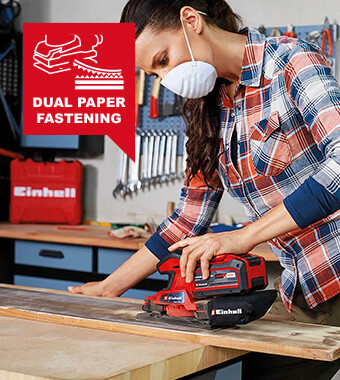 Also suitable for abrasive paper
without hook-and-loop fastening Einhell TC-OS 18-187 Li Cordless Sheet Sander