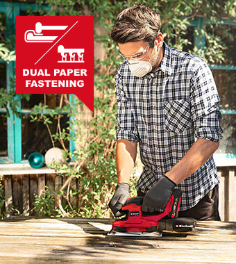 Also suitable for abrasive paper
without hook-and-loop fastening Einhell TE-OS 18-230 Li Cordless Sheet Sander