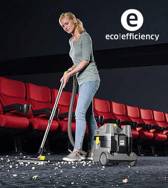 eco!efficiency mode
The eco!efficiency mode reduces the energy
demand and volume of the machine and
increases the battery running time. Karcher T 9/1 BP eco!efficiency Professional 36v Cordless Vacuum Cleaner