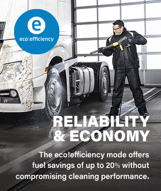 Reliability and Economy
The eco!efficiency mode offers
fuel savings of up to 20% without
compromising cleaning performance. Karcher HDS7104MX Hot Water Economy Eco Efficiency