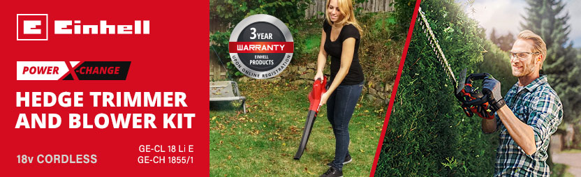 Einhell 2-Piece 18v Power-X-Change Cordless
Hedge Trimmer and Leaf Blower Garden Power Tool Kit Einhell 2-Piece 18v Power-X-Change Cordless Hedge Trimmer Leaf Blower Garden Power Tool Kit