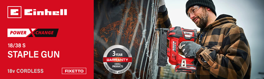 Einhell FIXETTO 18/38 S
18v Power X-Change Cordless Staple Gun Einhell FIXETTO 18-38-S 18v Power-X-Change Cordless Staple Gun