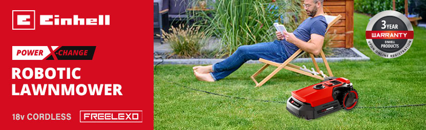 Einhell FREELEXO 500
18v Power-X-Change Cordless
Robotic Lawnmower 180mm Einhell FREELEXO 500 18v Power-X-Change Cordless Brushless Robotic Lawnmower 180mm