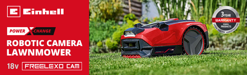 Einhell FREELEXO CAM 500
18v Power-X-Change Cordless
Robotic Camera Lawnmower 180mm Einhell FREELEXO CAM 500 18v Power-X-Change Cordless Robotic Camera Lawnmower 180mm