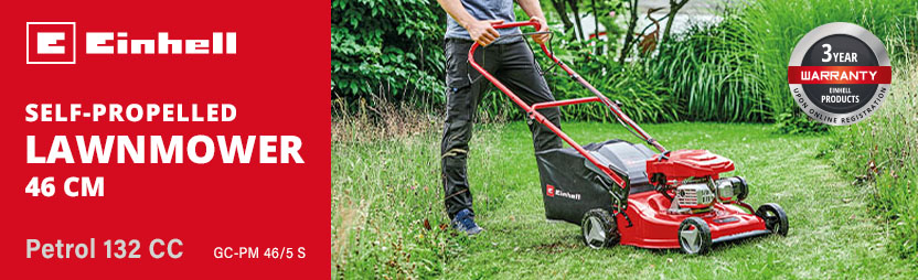 Einhell GC-PM 46/5 S
Petrol Self-Propelled
Rotary Lawnmower 460mm Einhell GC-PM 46/5 S Petrol Self-Propelled Rotary Lawnmower 460mm