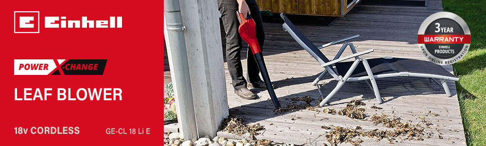 Einhell GE-CL 18 Li E
18v Power-X-Change Cordless
Leaf Blower Einhell GE-CL 18 Li E 18v Cordless Leaf Blower Power-X-Change
