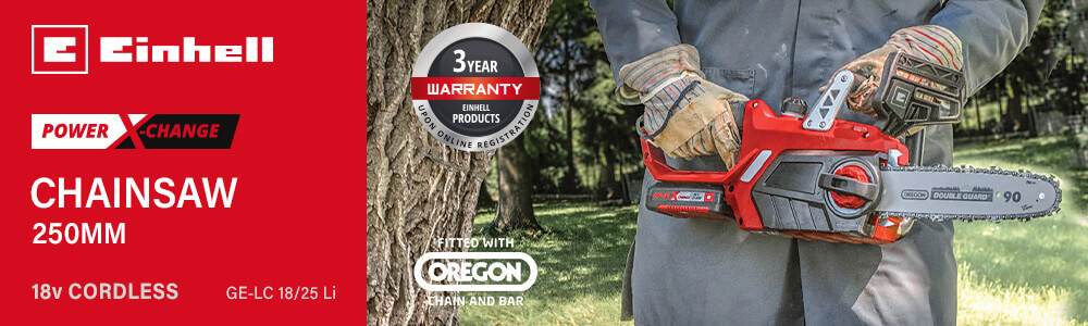 Einhell GE-LC 18 Li
18v Power-X-Change Cordless Chainsaw 250mm Einhell GE-LC 18 Li 18v Cordless Chainsaw 250mm Power-X-Change