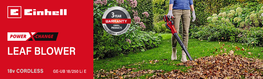 Einhell GE-UB 18/250 Li E
18v Power X-Change Cordless
Leaf / Workshop Blower Einhell GE-UB-18-250-Li-E 18v Power-X-Change Cordless Leaf Blower