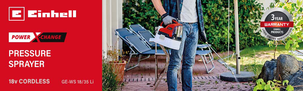 Einhell GE-WS 18/35 Li
18v Power-X-Change Cordless
Pressure Weed Sprayer Einhell GE-WS 18-35 Li 18v Cordless Pressure Weed Sprayer Power-X-Change