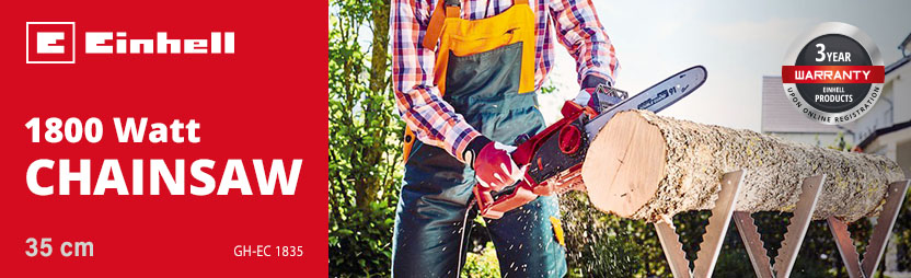Einhell GH-EC 1835
1800 W Electric Chainsaw
350mm Einhell GH-EC 1835 Electric Chainsaw 350mm