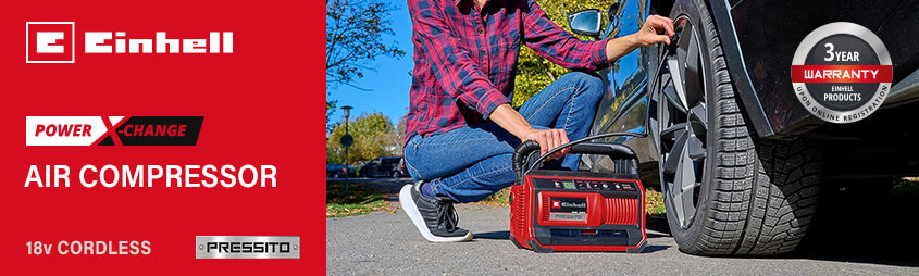 Einhell PRESSITO 18/25 Power X-Change
18v Cordless Air Compressor Einhell PRESSITO 18-25 18v Power-X-Change Cordless Air Compressor