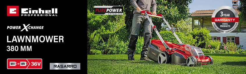 Einhell Professional Power-X-Change RASARRO-36-38 18v Cordless Brushless Rotary Lawnmower 380mm