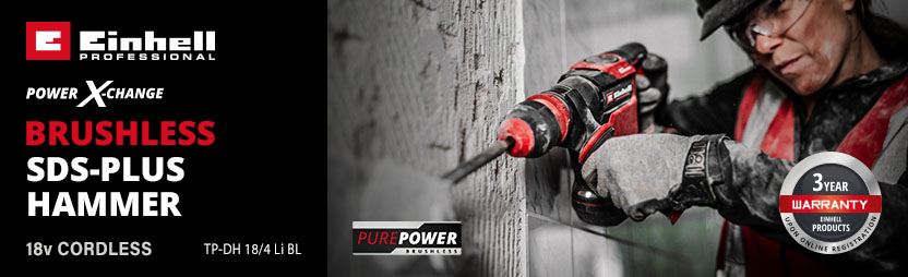 Einhell Professional TP-DH 18/4 Li BL
18v Power-X-Change Cordless
Brushless SDS-Plus
Demolition Hammer Einhell Professional TP-DH 18/4 Li BL 18v Cordless Brushless SDS-Plus Demolition Hammer
