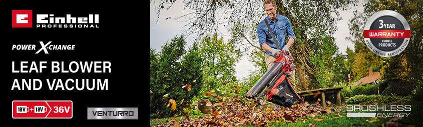 Einhell Professional VENTURRO 36/240
36v Power-X-Change Cordless Brushless
Leaf Blower and Vacuum Einhell Professional Power-X-Change VENTURRO 36/240 36v Cordless Brushless Leaf Blower and Vacuum