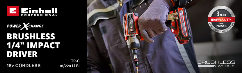 Einhell Professional TP-CI 18/220 Li BL 18v Cordless Brushless 1/4inch Impact Driver Power-X-Change Einhell Professional TP-CI 18/220 Li BL 18v Cordless Brushless 1/4inch Impact Driver Power-X-Change